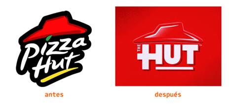Logotipos viejo y nuevo de Pizza Hut (The Hut)